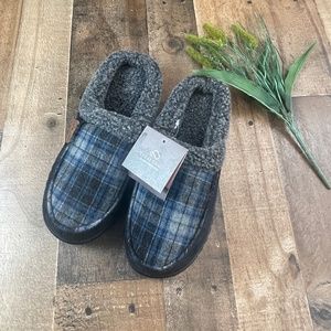 NWT Everfoams Black Plaid Memory Foam Moccasin Slippersm m mm